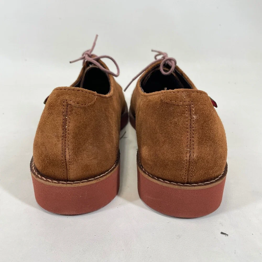 GH Bass Mens Dirty Buc Brown Suede Oxford Shoes 5746 Brick Red Sole 10N USA Made